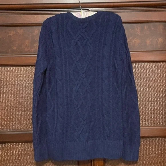 Boast Women's Chunky Fisherman Cable Wool Knit Crewneck Sweater Navy Size L - Picture 11 of 11